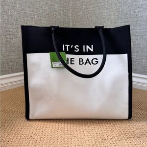 NWT♠️Kate Spade Target Colorblock Black and White Knit Tote Bag It’s in the Bag